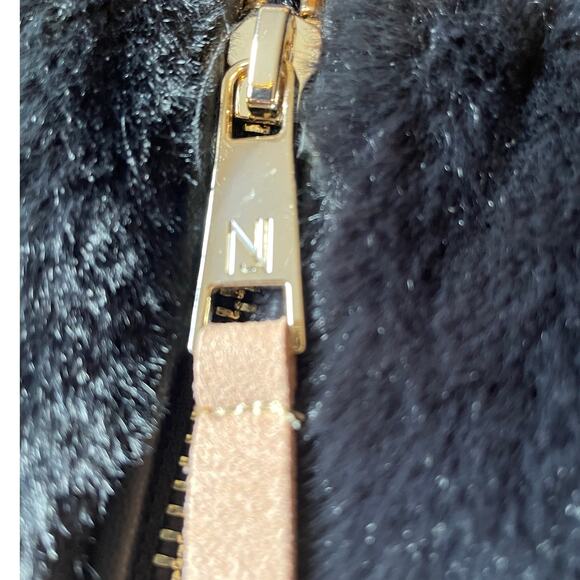 Nikki Jones Multi Print Faux Fur Jacket Balloon Sleeves Pockets Sz L Mob Wife - Picture 11 of 16